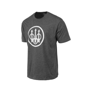 Beretta Men's Trident Logo Short Sleeve Crew Neck T Shirt Heather Charcoal Medium - Beretta
