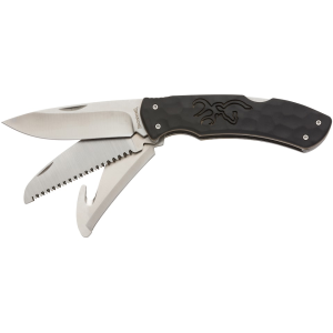 Browning Primal Kodiak Pocket Knife 3.75" Drop Point 8Cr14MoV Polished Blade Polymer Handle Black - Browning