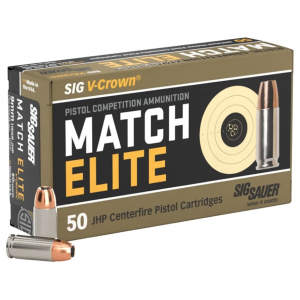  Sauer Match Elite Ammunition 9mm Luger 115 Grain V-Crown Jacketed Hollow Point Box Of 50 Ammo