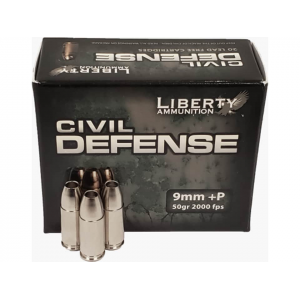 erty Ammunition Civil Defense 9mm Luger P 50 Grain Fragmenting Hollow Point Lead Free Box Of 20 Ammo