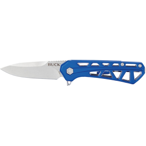 Buck Knives 814 Mini Trace Folding Knife 2.43" Drop Point 7Cr17MoV Satin Blade Anodized Aluminum Handle Blue