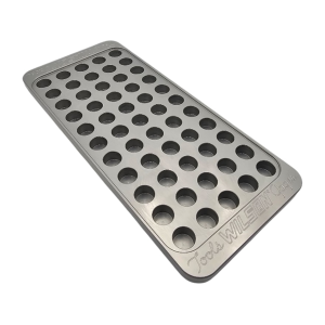 L.E. Wilson Billet Block Aluminum Reloading Tray 0.473 Hole Diameter 55-Round Clear Anodized - L.E. Wilson