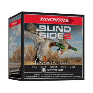 chester Blind Side 2 Ammunition 12 Gauge 3-1/2 1-5/8 Oz #2 Steel Shot Box Of 25 Ammo