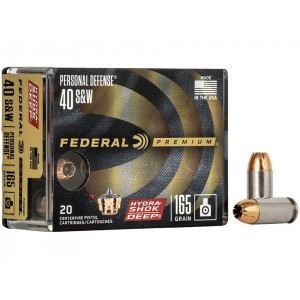 eral Premium Personal Defense 40 S&W 165 Grain Federal Hydra-Shok Deep Jacketed Hollow Point Box Of 20 Ammo
