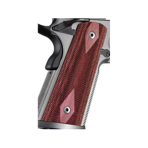 Hogue Grips for 1911 Government, Commander with Extended Magwell Ambidextrous Safety Cut Checkered Rosewood Laminate - Hogue