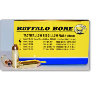 falo Bore Tactical Low Recoil 10mm Auto 155 Grain Jacketed Hollow Point Box Of 20 Ammo