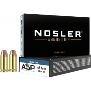 NOSLER Asp 45 Acp Ammo 185 Grain Jacketed Hollow Point Box Of 50