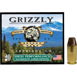 Grizzly Cartridge High Performance Handgun 45 ACP +P Ammo 230 Grain Jacketed Hollow Point Box of 20 - Grizzly Cartridge