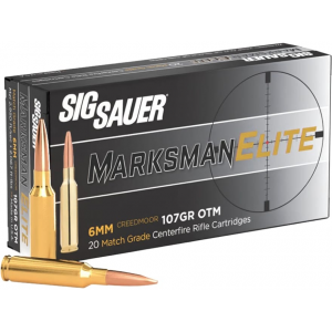  Sauer Marksman Elite Ammunition 6mm Creedmoor 107 Grain Open Tip Match Box Of 20 Ammo