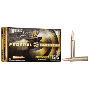 Federal Premium 300 Winchester Magnum Ammo 185 Grain Berger Hybrid Hunter Jacketed Hollow Point Case of 200 (10 Boxes of 20) - Federal Premium