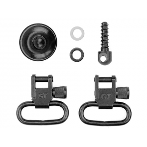 GrovTec Sling Swivel Set Mossberg 590, 835 Magazine Cap with Swivel Stud Locking Swivels Rear Screw Swivel Stud 12 Gauge Steel Black - Grovtec