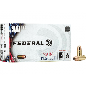 eral Train Protect 9mm Luger 115 Grain Federal Versatile Jacketed Hollow Point Box Of 50 Ammo