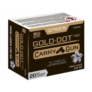 er Gold Dot Carry Gun 9mm Luger 135 Grain Speer G2 Jacketed Hollow Point Box Of 20 Ammo
