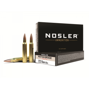 NOSLER Match Grade 223 Remington Ammo 69 Grain NOSLER Custom Competition Jacketed Hollow Point Box Of 20