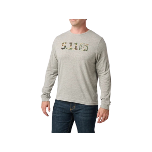 5.11 Men's Woodland Camo Long Sleeve Crew Neck T Shirt Heather Gray 2XL - 5.11