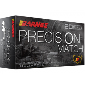 BARNES Precision Match 223 Remington Ammo 77 Grain BARNES Match Burner Jacketed Hollow Point Box Of 20