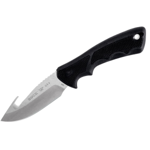Buck Knives 685 BuckLite Max II Fixed Blade Knife 4" Drop Point with Gut Hook 420HC Satin Blade Dynaflex Rubber Handle Black - Buck Knives