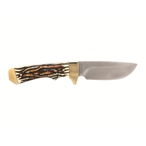 Uncle Henry Stagalon Fixed Blade Knife 3.83" Drop Point 7Cr17MoV Satin Blade Bonelon Handle Stag - Uncle Henry