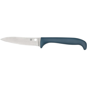 Spyderco Counter Critter Fixed Blade Knife 3.95" Fully Serrated Drop Point 7Cr17MoV Satin Blade ABS Plastic Handle Blue - Spyderco