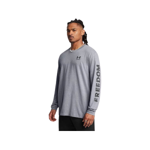 Under Armour Men's Freedom Flag Long Sleeve Crew Neck T Shirt Steel Light Heather Large - Under Armour