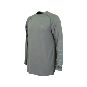 AFTCO Men's Samurai Performance Long Sleeve Crew Neck T Shirt Silver Heather Large