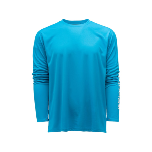 Grundens Men's Tough Sun Crew Long Sleeve Crew Neck T Shirt Azure Medium - Grundens