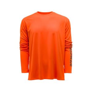Grundens Men's Tough Sun Crew Long Sleeve Crew Neck T Shirt Red Orange Medium - Grundens