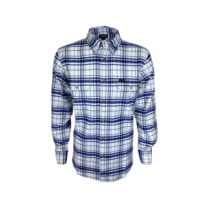 MIDWAYUSA Men's Flannel Shirt Blue/White 3XL