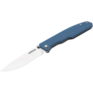 Boker Knives Deep Blue Pocket Knife 3.54" Drop Point 440A Satin Blade Micarta Handle Blue - Boker Knives