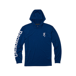 Browning Men's Hooded Tech Long Sleeve Shirt Navy Large - Browning