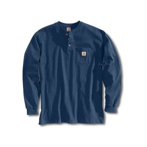 CARHARTT Men's Loose Fit Heavyweight Long Sleeve Pocket Henley Shirt Navy 3XL Tall