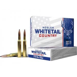 NOSLER Whitetail Country 270 Winchester Ammo 130 Grain Solid Base Jacketed Soft Point Box Of 20