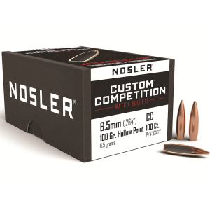 Nosler Custom Competition 6.5mm, 264 Caliber (264 Diameter) Bullets 100 Grain Jacketed Hollow Point Box of 100