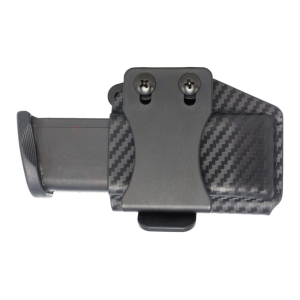 Rounded Horizontal OWB Magazine Holster Ambidextrous 9mm/.40 S&W Double Stack Kydex Carbon Fiber - Rounded