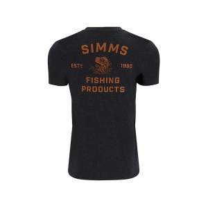 SIMMS Men's Stacked Bass Short Sleeve Crew Neck T Shirt Charcoal Heather Large