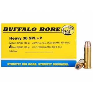 BUFFALO Bore 38 Special +p Ammo 125 Grain Jacketed Hollow Point Box Of 20