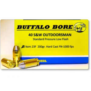 BUFFALO Bore Outdoorsman 40 S&w Ammo 200 Grain Flat Nose Box Of 20
