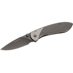 Buck Knives 327 Nobleman Pocket Knife 2.625" Drop Point 7Cr17MoV Stainless Titanium Blade Stainless Steel Handle Black - Buck Knives