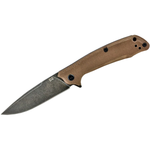 American Buffalo Knife & Tool Desert Pocket Knife 3.5" Drop Point D2 Stonewashed Blade G-10 Handle Tan - American Buffalo Knife & Tool