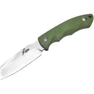American Buffalo Knife & Tool Roper Razor Fixed Blade Knife 3" Cleaver 8Cr13MoV Satin Blade G-10 Handle Green - American Buffalo Knife & Tool