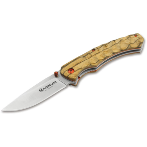 Boker Knives Red Pupil Pocket Knife 3.23" Drop Point 440A Satin Blade Zebrawood Handle Brown - Boker Knives