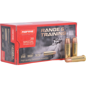 810036150286 NORMA Range & Training 38 Special Ammo 158 Grain Full Metal Jacket Box Of 50 810036150286 993142