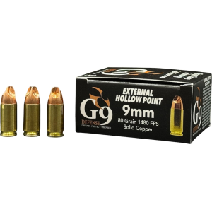 040232683435 G9 Defense 9mm Luger Ammo 80 Grain Fluted Lead Free Box Of 20 040232683435 253235