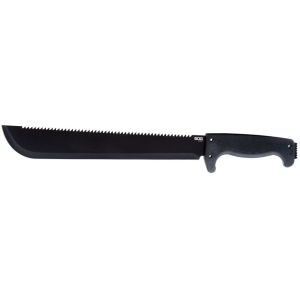 SOG SOGfari Machete 13" Spine Serrated 3Cr13 Black Powder Coat Blade Kraton Handle Black