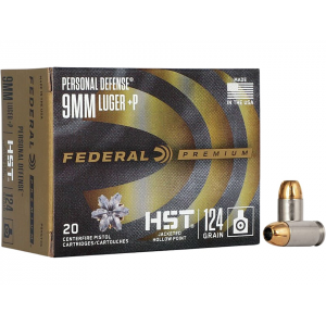 eral Premium Personal Defense 9mm Luger P 124 Grain Federal HST Jacketed Hollow Point Box Of 20 Ammo
