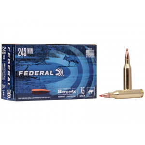 eral Varmint & Predator 243 Winchester 75 Grain Hornady V-Max Polymer Tip Box Of 20 Ammo