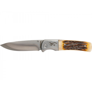 Browning Buckmark Hunter Bone Folding Knife 3" Drop Point 8Cr13MoV Stainless Satin Blade Bone Handle - Browning