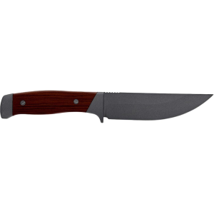 Old Timer Frontier Fixed Blade Knife 5" Drop Point 7Cr17MoV Gray Blade Wood Handle