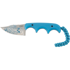 CRKT Minimalist Cthulhu Bowie Fixed Blade Knife 2.13" Bowie 8Cr13MoV Satin Blade Glass Reinforced Nylon (GRN) Handle Blue - Crkt