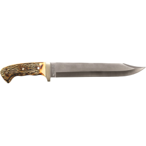 Uncle Henry Stagalon Bowie Fixed Blade Knife 10" Bowie 7Cr17MoV Stainless Blade Bonelon Handle Stag - Uncle Henry